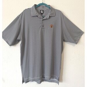 FootJoy Polo Shirt XL Blue White Striped Golf Performance Athletic Preppy
